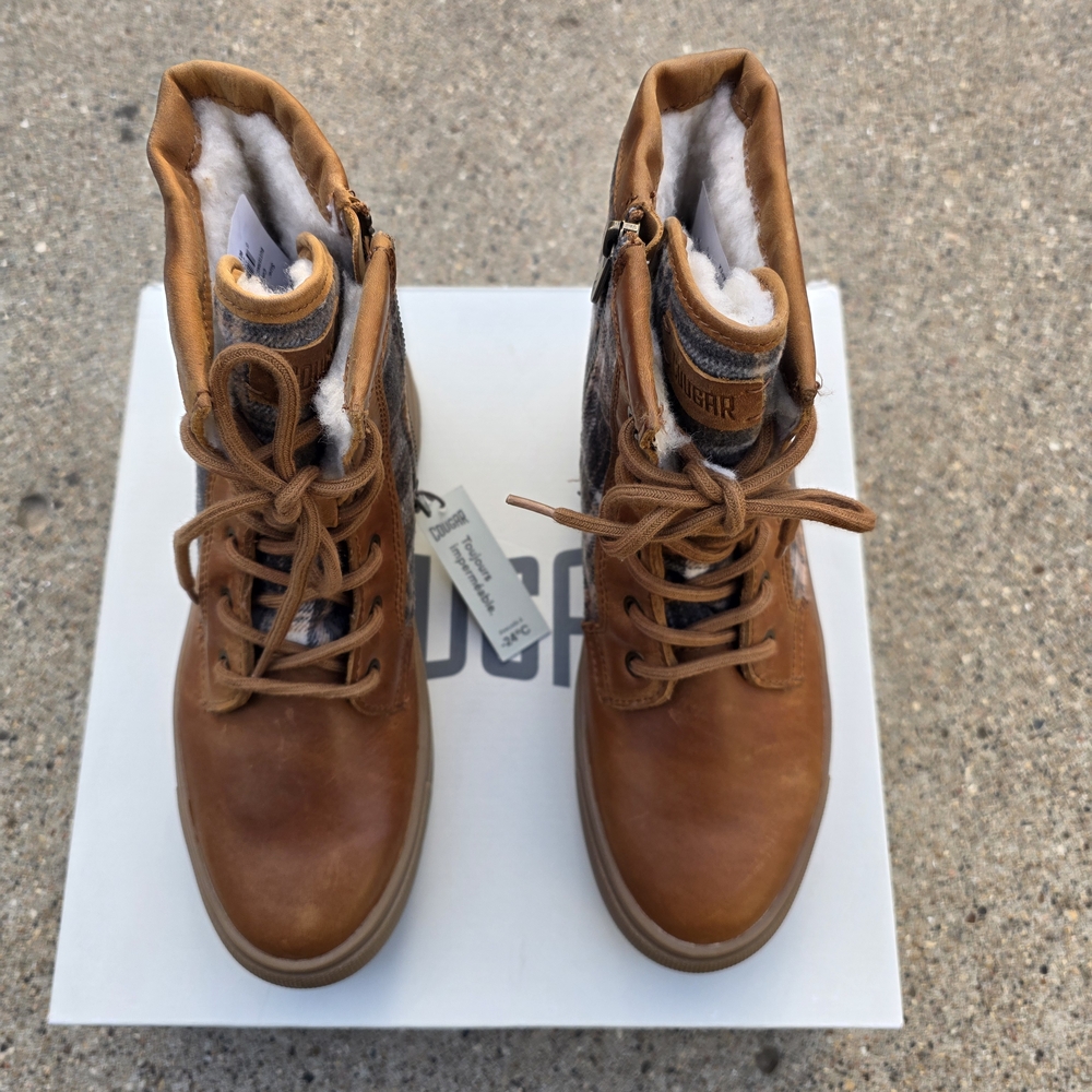 Cougar Insulated Brown Plaid Ankle Boots Women Size 10 - Picture 11 of 12
